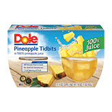 Dole Fruit Bowls Pineapple Tidbits In 100% Pineapple Juice 4 Oz Cup Full-Size Picture